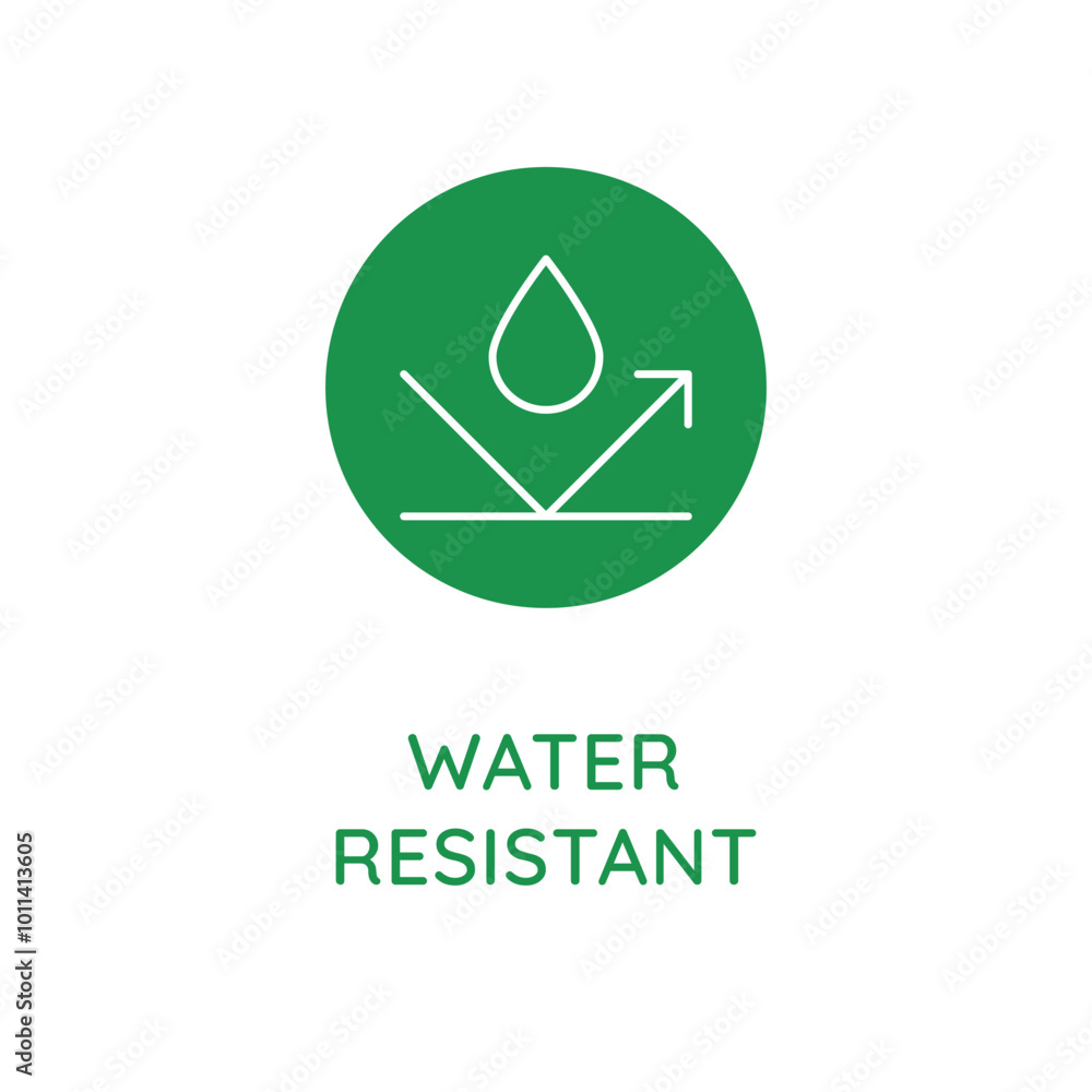 Vector line design element, badge and icon for food and cosmetics packaging in mono linear style - water resistant Vector line design element, badge and icon for food and cosmetics packaging in mono linear style - water resistant