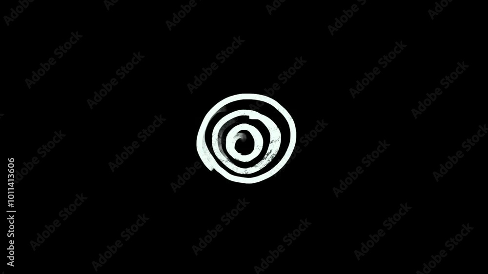 Abstract retro hand-drawn monochromatic video animation loop with shape overlay on black background Abstract retro hand-drawn monochromatic video animation loop with shape overlay on black background