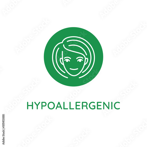 Vector line design element, badge and icon for food and cosmetics packaging in mono linear style - hypoallergenic