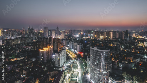 Stunning Night View of a Metropolitan City Skyline at Dusk