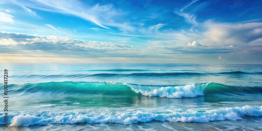 Fototapeta premium Calm Ocean Waves in Soft Blue Tones Tranquil Water Serene View Nature Beauty