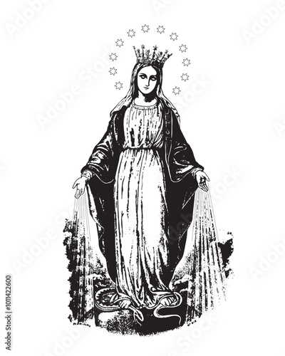 Our Lady of grace vector Blessed Virgin Mary Catholic religious vector