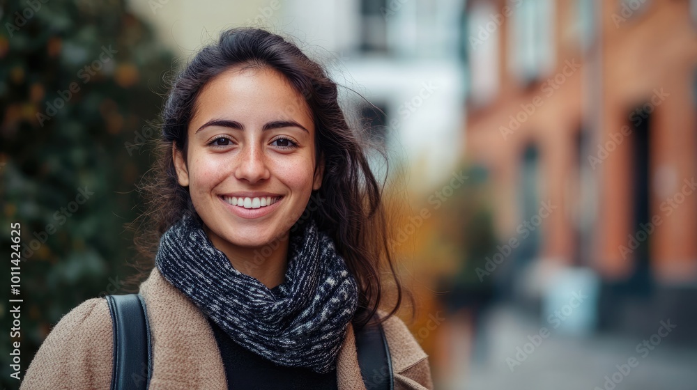 Professional Macro Portrait of a Person Smiling Next to a Building Professional Macro Portrait of a Person Smiling Next to a Building
