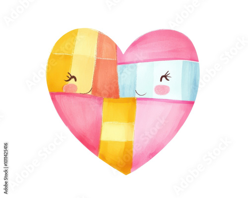Colorful heart illustration with playful expressions, white background. Free Download Colorful heart illustration with playful expressions, white background. - GFXLoad