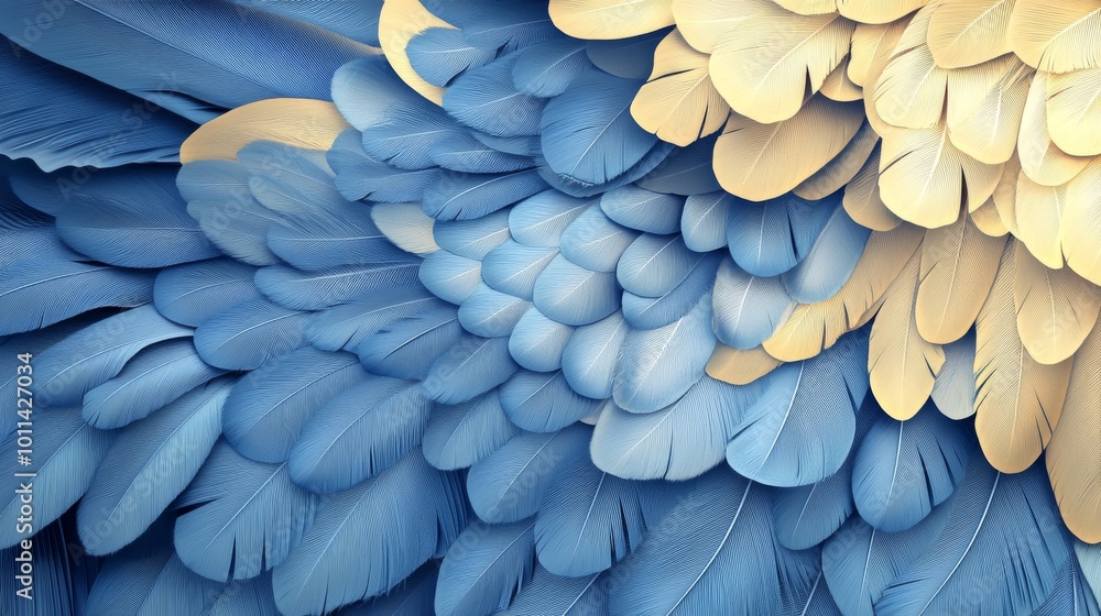 Vibrant Blue and Yellow Feather Pattern Vibrant Blue and Yellow Feather Pattern