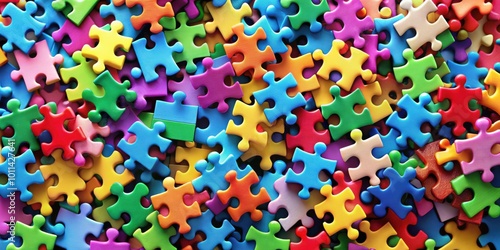 Colorful abstract jigsaw puzzle pieces creating vibrant render background