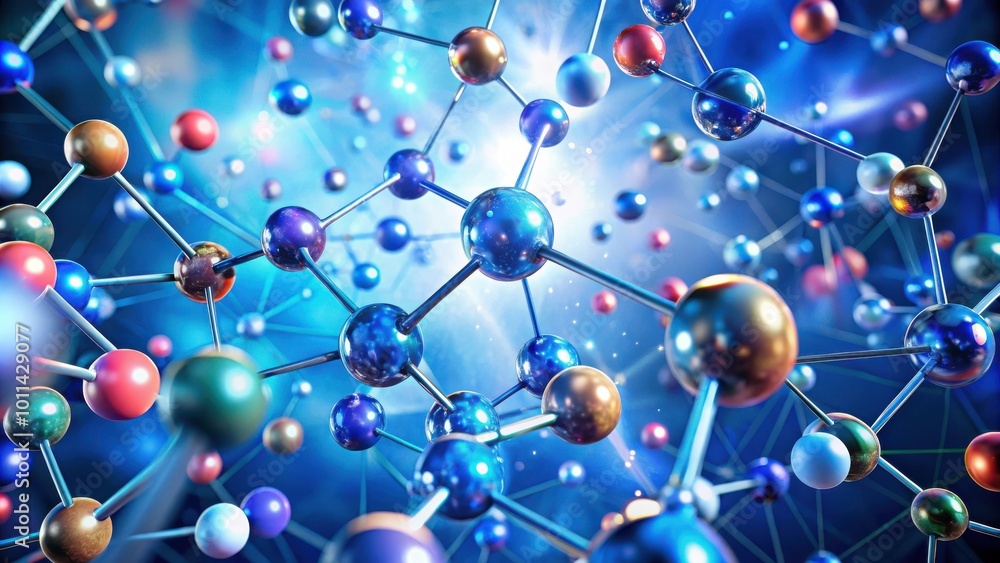 Stunning abstract visualization of dynamic atoms and molecules for scientific research and technology concepts Stunning abstract visualization of dynamic atoms and molecules for scientific research and technology concepts