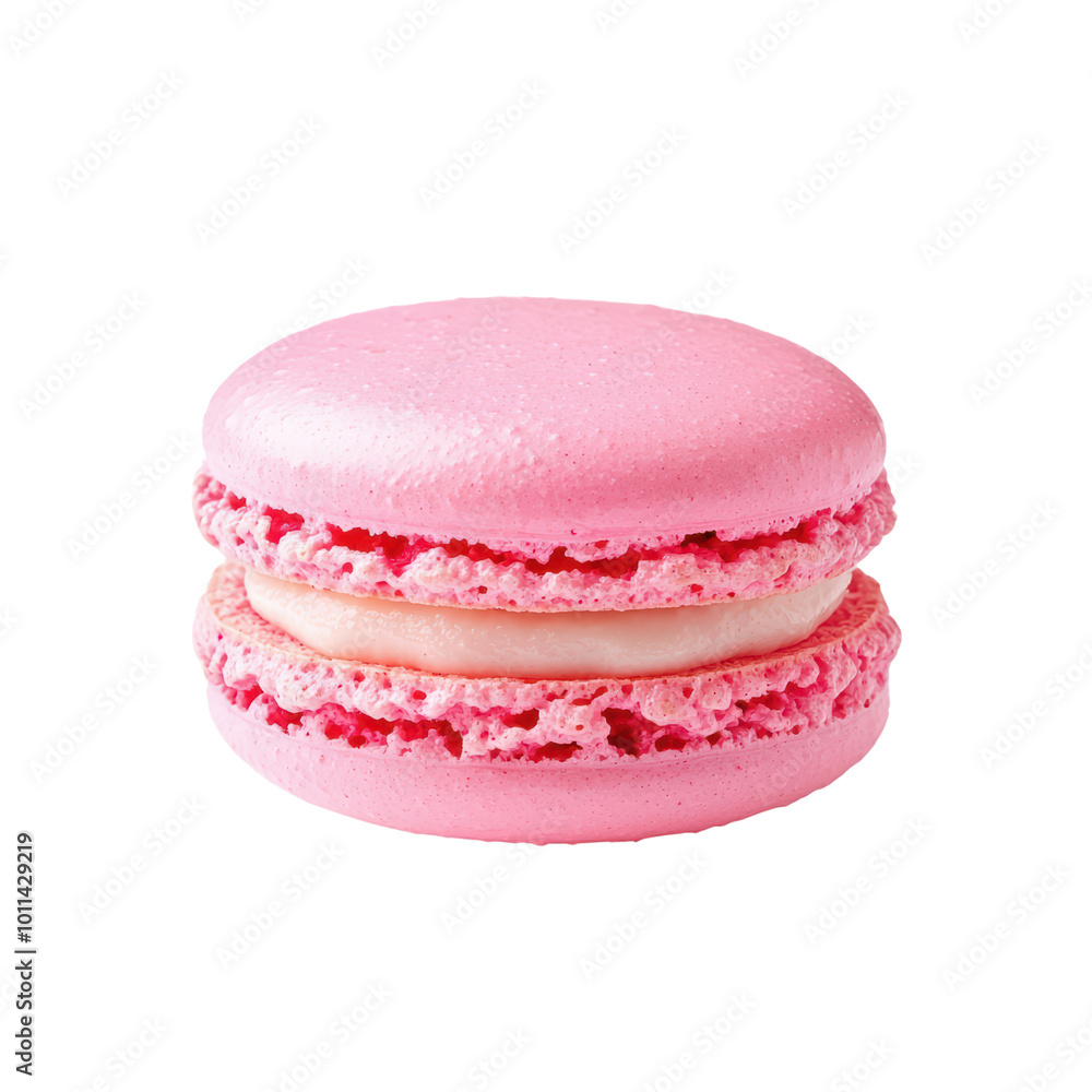 Delicious pink macaron with creamy filling