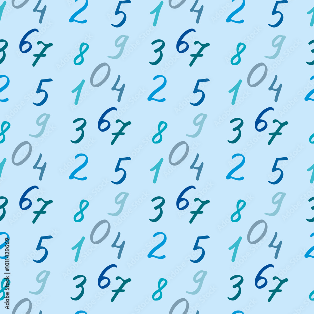 Seamless pattern with numbers on blue background.eps Seamless pattern with numbers on blue background.eps