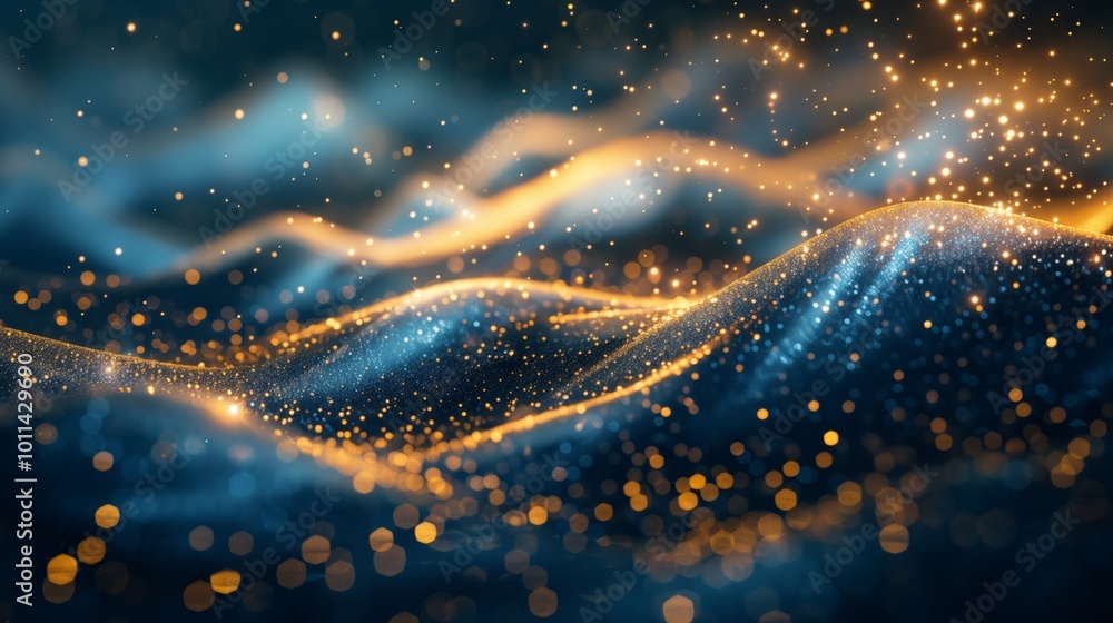 Abstract background with blurred light blue and golden waves Abstract background with blurred light blue and golden waves