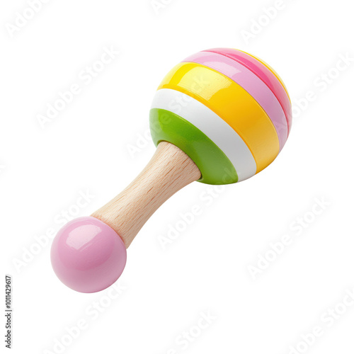 Colorful wooden baby rattle toy