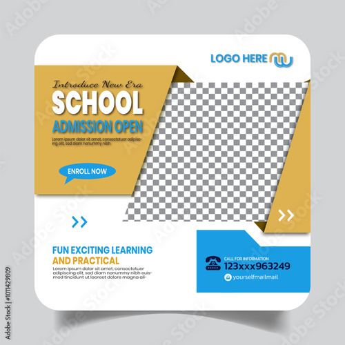 Clean Modern School Admission Social Media Post Design