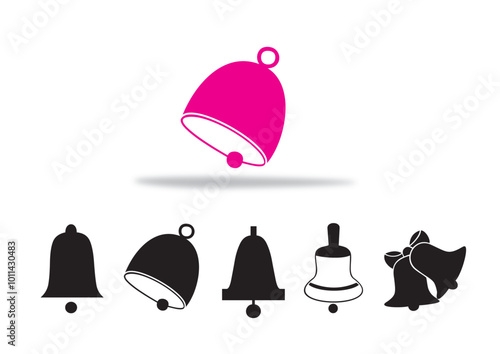 Jingle bell icon solid vector design in trendy style & Happy Christmas Day 2024  bell icon 
