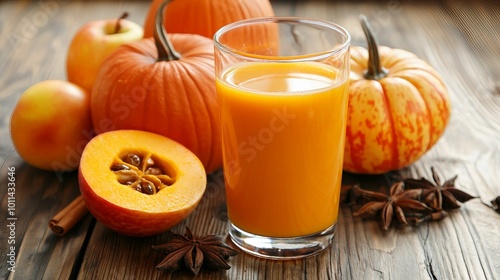 Delicious Autumn Pumpkin Juice with Fresh Apples and Spices