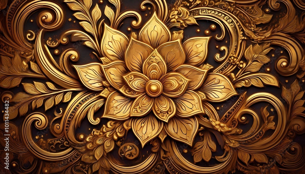 Beautiful golden Thai pattern art Beautiful golden Thai pattern art