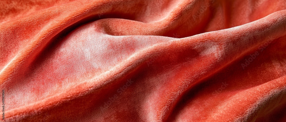 Obraz premium A red velvet fabric with a wavy texture