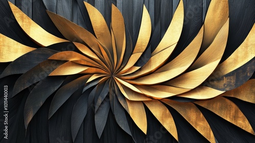 Wallpaper Mural Golden Spiral Design on Dark Wood Background Torontodigital.ca