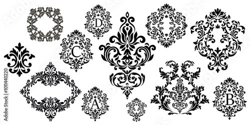 SET Damask Graphic Or
nament Floral Design