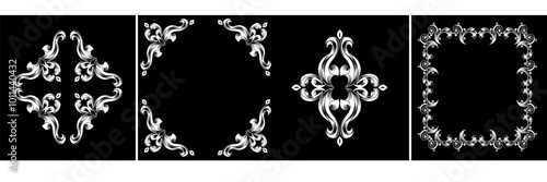 SET Damask Graphic Or
nament Floral Design