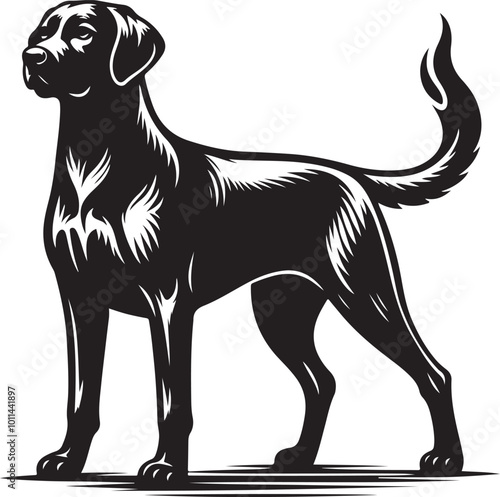 Wallpaper Mural Dog silhouette. Vector silhouette of dog on white background. Torontodigital.ca