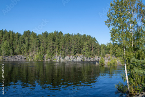 Sunny July day on the Nizhny Vyg River. Nadvoitsy, Karelia. Russia photo