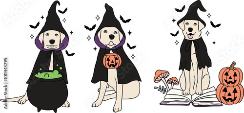 Set of Halloween Dogs illustration art