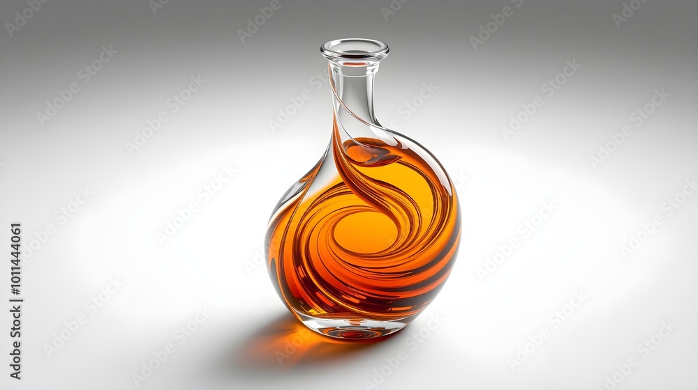 Spiraling Liquor Bottle, Amber Liquid Spiraling Liquor Bottle, Amber Liquid