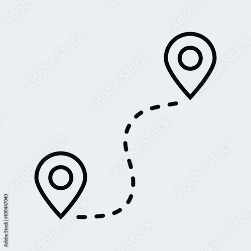 Route tracking pointer. Location, address, aviation, map, mile line icon