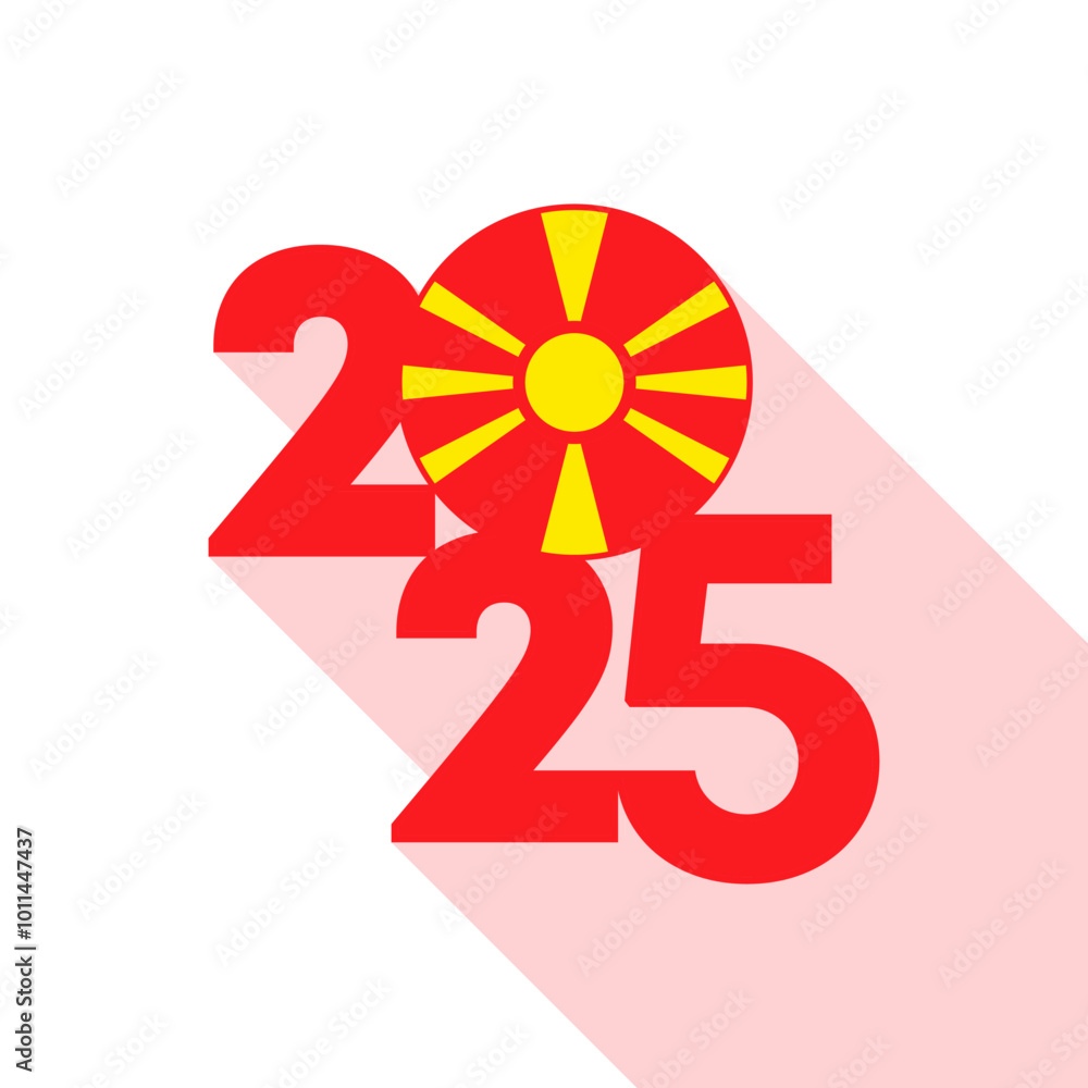 2025 banner with North Macedonia flag inside. Vector illustration. 2025 banner with North Macedonia flag inside. Vector illustration.