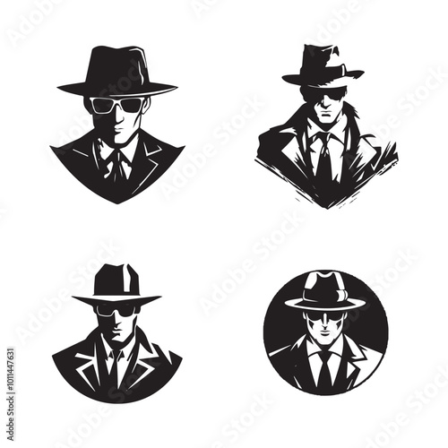 Spy Esport Logo Vector Black and White Background Thicker Outline Without Text