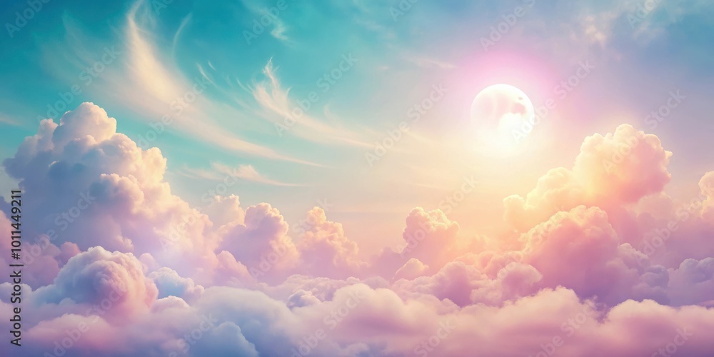 A celestial panorama of soft, ethereal clouds illuminated by a radiant orb, creating an ethereal dreamscape of pastel hues and heavenly light. A celestial panorama of soft, ethereal clouds illuminated by a radiant orb, creating an ethereal dreamscape of pastel hues and heavenly light.