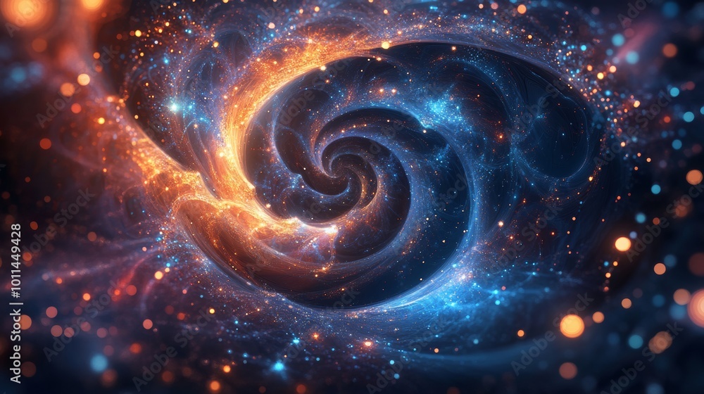 Colorful Swirling Galaxy with Stars and Nebulae Colorful Swirling Galaxy with Stars and Nebulae
