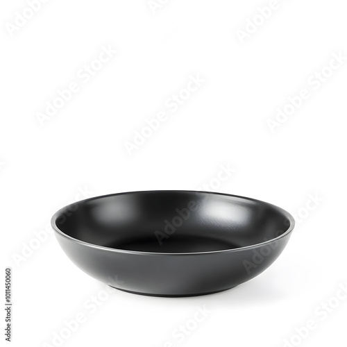 Empty black bowl isolated on white background