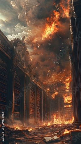 Burning Library - The Loss of Ancient Knowledge. photo