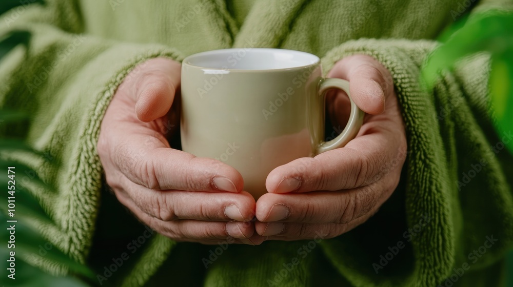 Man Enjoying a Quiet Morning with Coffee Wrapped in a Warm Robe, Relaxing with a Hot Beverage, Peaceful Start to the Day, Cozy Atmosphere, Morning Routine, Coffee Lover, Home Comfort, Warm Drink Man Enjoying a Quiet Morning with Coffee Wrapped in a Warm Robe, Relaxing with a Hot Beverage, Peaceful Start to the Day, Cozy Atmosphere, Morning Routine, Coffee Lover, Home Comfort, Warm Drink