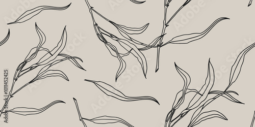 Botanical pattern illustration floral graphic seamless pattern. Modern vector template for design.
