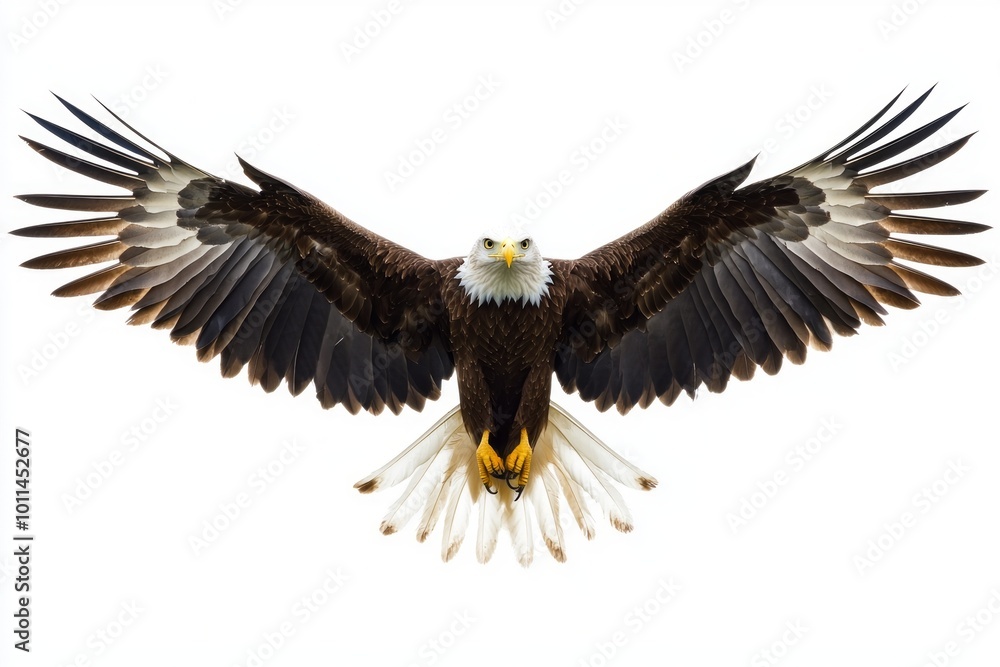 Naklejka premium magnificent kite bird glides effortlessly with its sharp wings and elongated tail feathers outstretched, showcasing its agility against a clean white backdrop.