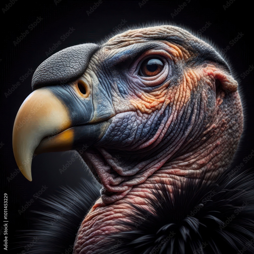 California Condor (Gymnogyps californianus)
An intense macro photo of the California Condor, focusing on the detailed textures of its bare, wrinkled head and neck. California Condor (Gymnogyps californianus)
An intense macro photo of the California Condor, focusing on the detailed textures of its bare, wrinkled head and neck.