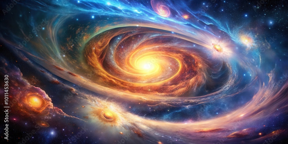A Celestial Tapestry of Cosmic Wonder, Where Spiraling Galaxies Collide and Stars Ignite in a Symphony of Light and Color A Celestial Tapestry of Cosmic Wonder, Where Spiraling Galaxies Collide and Stars Ignite in a Symphony of Light and Color