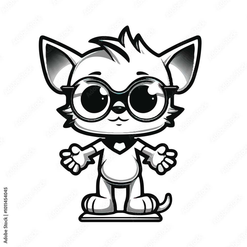 Naklejka premium Trophy Funny Logo Mascot with Thicker Outline on White Background