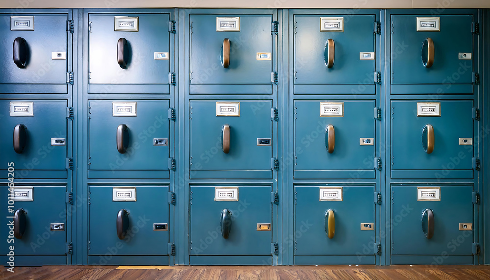 Fototapeta premium no people, photography, color image, indoors, security, locker, horizontal, lock, vertical, business, metal, privacy, protection, safety, conformity, closed, door, in a row, education, individuality, 