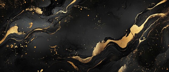A black and gold background with a gold swirl