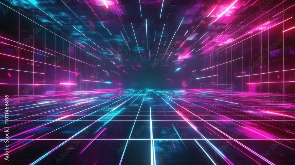 Dark futuristic 3D background with neon lines, smooth black surfaces, glowing grid patterns, and a high-tech, cyberpunk-inspired atmosphere Dark futuristic 3D background with neon lines, smooth black surfaces, glowing grid patterns, and a high-tech, cyberpunk-inspired atmosphere