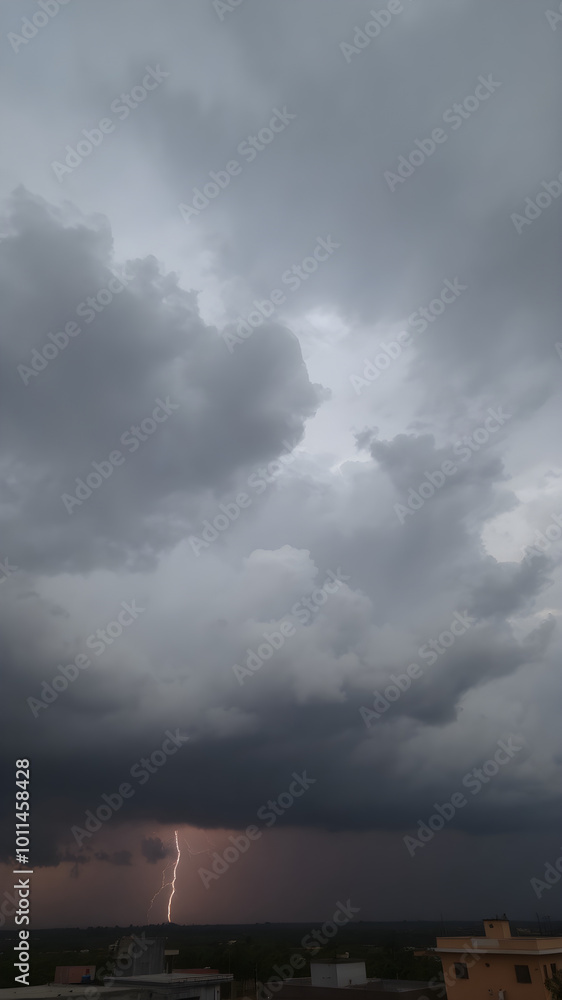A dramatic sky with dark clouds rolling in, creating an intense, moody atmosphere, with rain visible in the distance and lightning illuminating the storm
A dramatic sky with dark clouds rolling in, creating an intense, moody atmosphere, with rain visible in the distance and lightning illuminating the storm