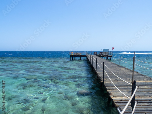 Wooden pier at a beach in Marsa Alam, Egypt