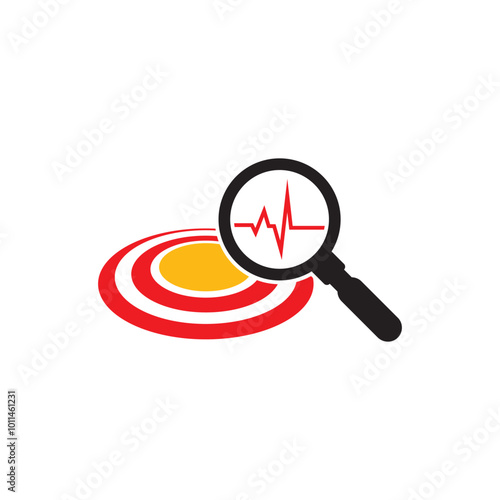 Earthquake seismic wave vector graphic illustration with copy space