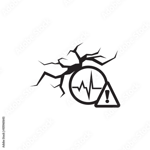 Earthquake seismic wave vector graphic illustration with copy space