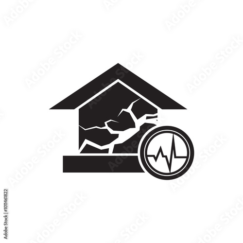 Earthquake seismic wave vector graphic illustration with copy space
