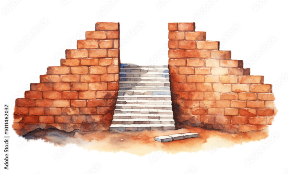 Obraz premium PNG Brick wall architecture staircase.