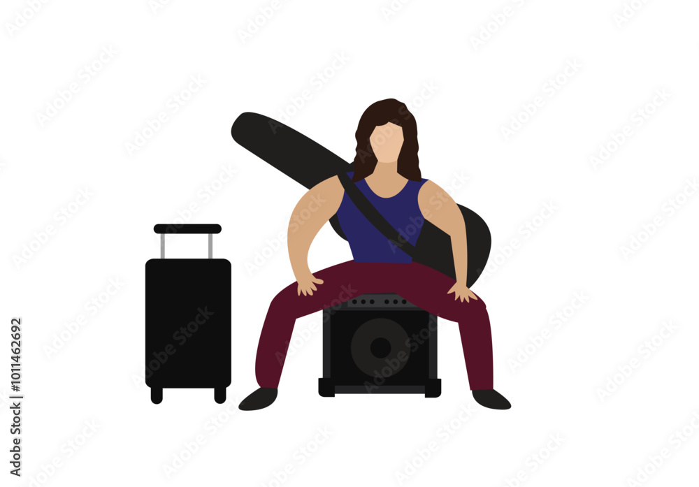 Musician with sitting and waiting. Editable Clip Art. Musician with sitting and waiting. Editable Clip Art.